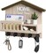 Key and Mail Holder for Wall, Wall Key Holder with Shelf, Home Key Holder for Wall, Wood Key Holder Wall Mount, Mail Organizer Wall Mounted, Entryway & Front Door Key Holder with 5 Hooks(White)